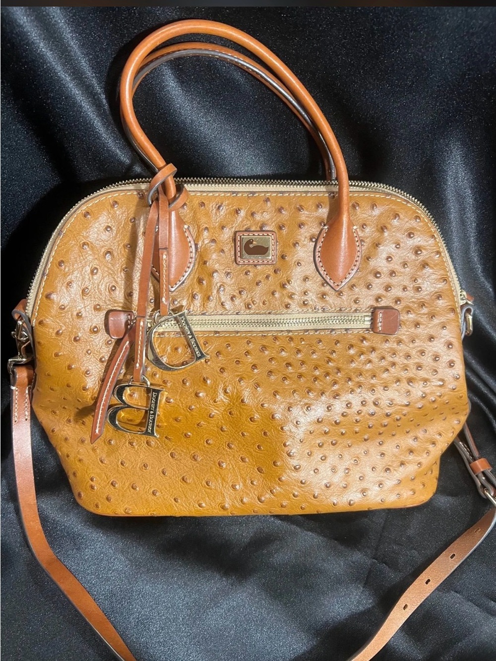 Dooney & Bourke Large Ostrich Embossed Leather Domed Satchel MRSP$498